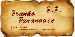 Hranko Puranović vizit kartica